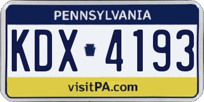 PA license plate KDX4193