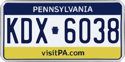 PA license plate KDX6038