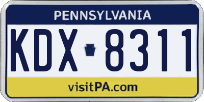 PA license plate KDX8311