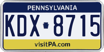 PA license plate KDX8715