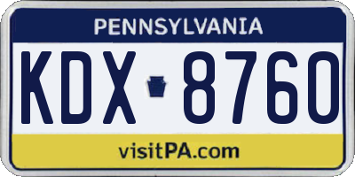 PA license plate KDX8760