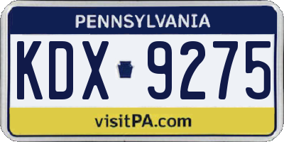 PA license plate KDX9275