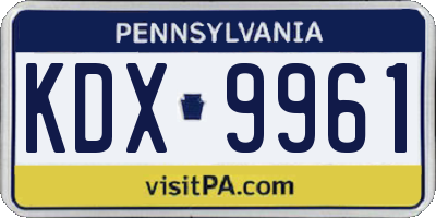 PA license plate KDX9961