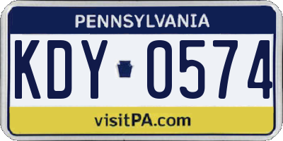 PA license plate KDY0574