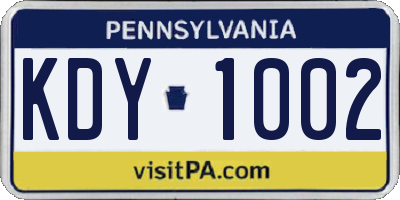 PA license plate KDY1002