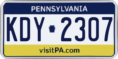 PA license plate KDY2307