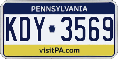 PA license plate KDY3569