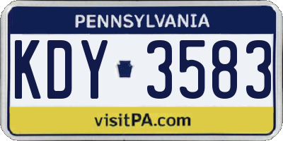 PA license plate KDY3583