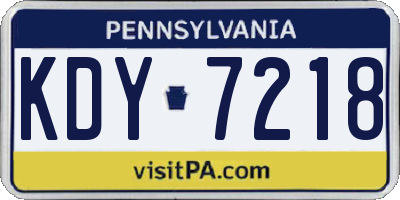 PA license plate KDY7218