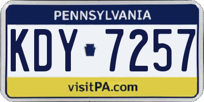 PA license plate KDY7257