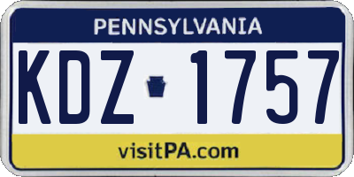 PA license plate KDZ1757