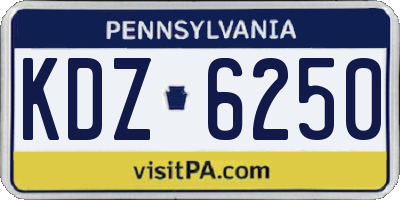 PA license plate KDZ6250