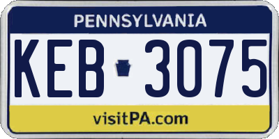 PA license plate KEB3075