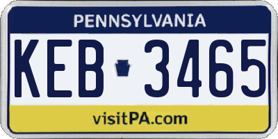 PA license plate KEB3465