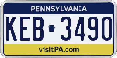 PA license plate KEB3490