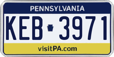 PA license plate KEB3971