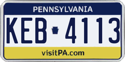 PA license plate KEB4113