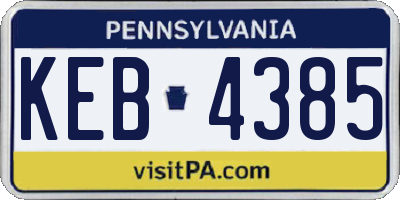 PA license plate KEB4385