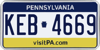 PA license plate KEB4669