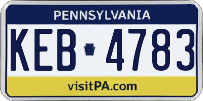 PA license plate KEB4783