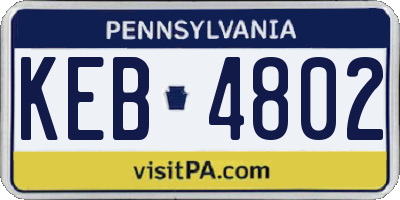 PA license plate KEB4802