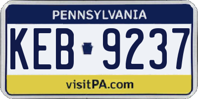 PA license plate KEB9237