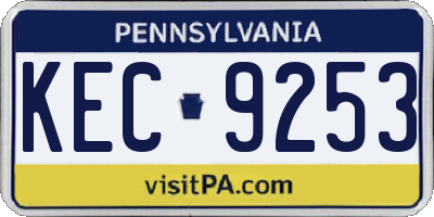 PA license plate KEC9253