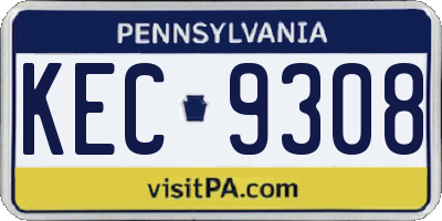 PA license plate KEC9308