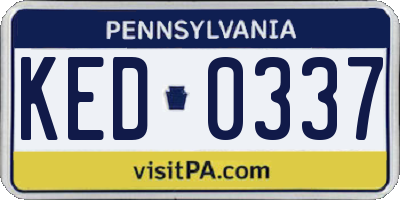 PA license plate KED0337