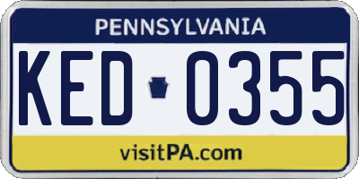 PA license plate KED0355