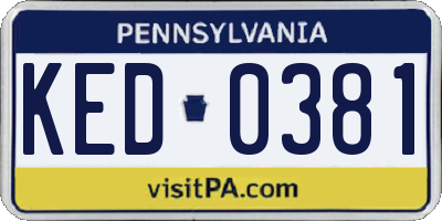PA license plate KED0381