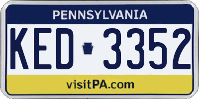 PA license plate KED3352