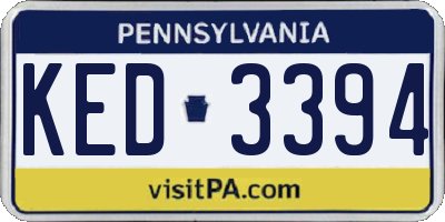 PA license plate KED3394