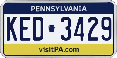 PA license plate KED3429