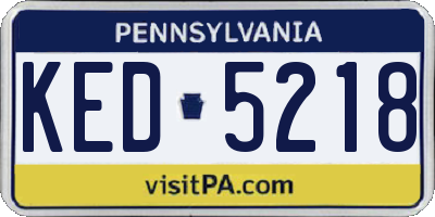 PA license plate KED5218