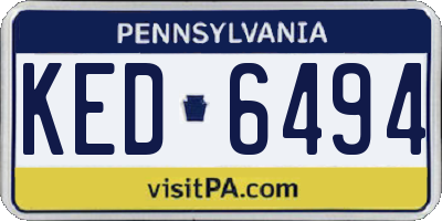 PA license plate KED6494