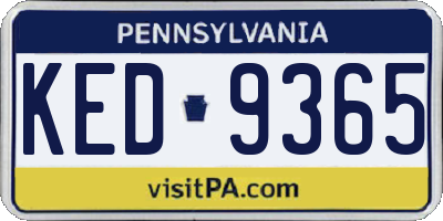 PA license plate KED9365