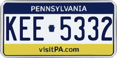 PA license plate KEE5332
