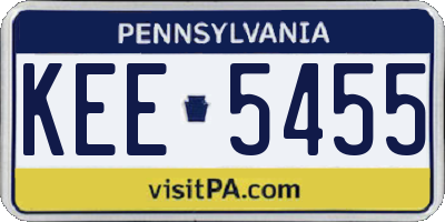 PA license plate KEE5455