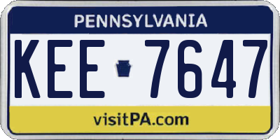 PA license plate KEE7647