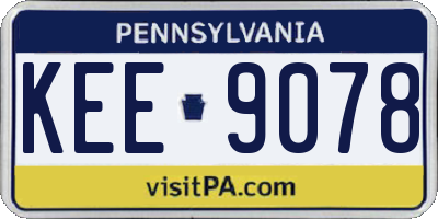 PA license plate KEE9078