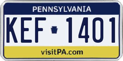 PA license plate KEF1401