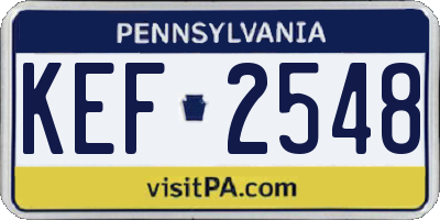 PA license plate KEF2548