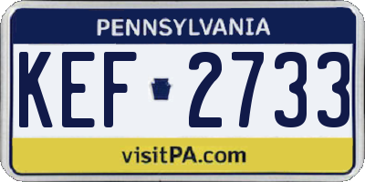 PA license plate KEF2733