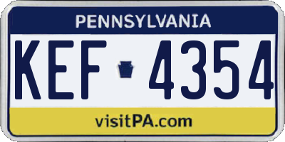 PA license plate KEF4354