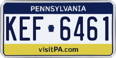 PA license plate KEF6461