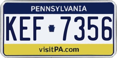 PA license plate KEF7356