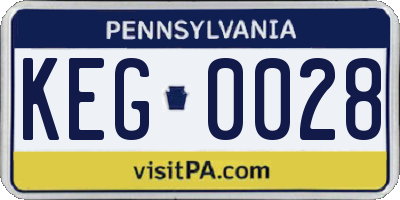 PA license plate KEG0028