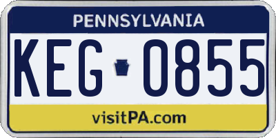 PA license plate KEG0855