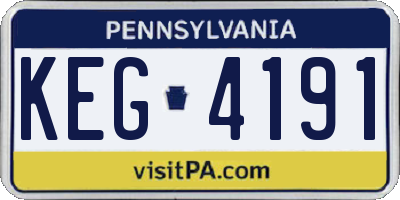 PA license plate KEG4191